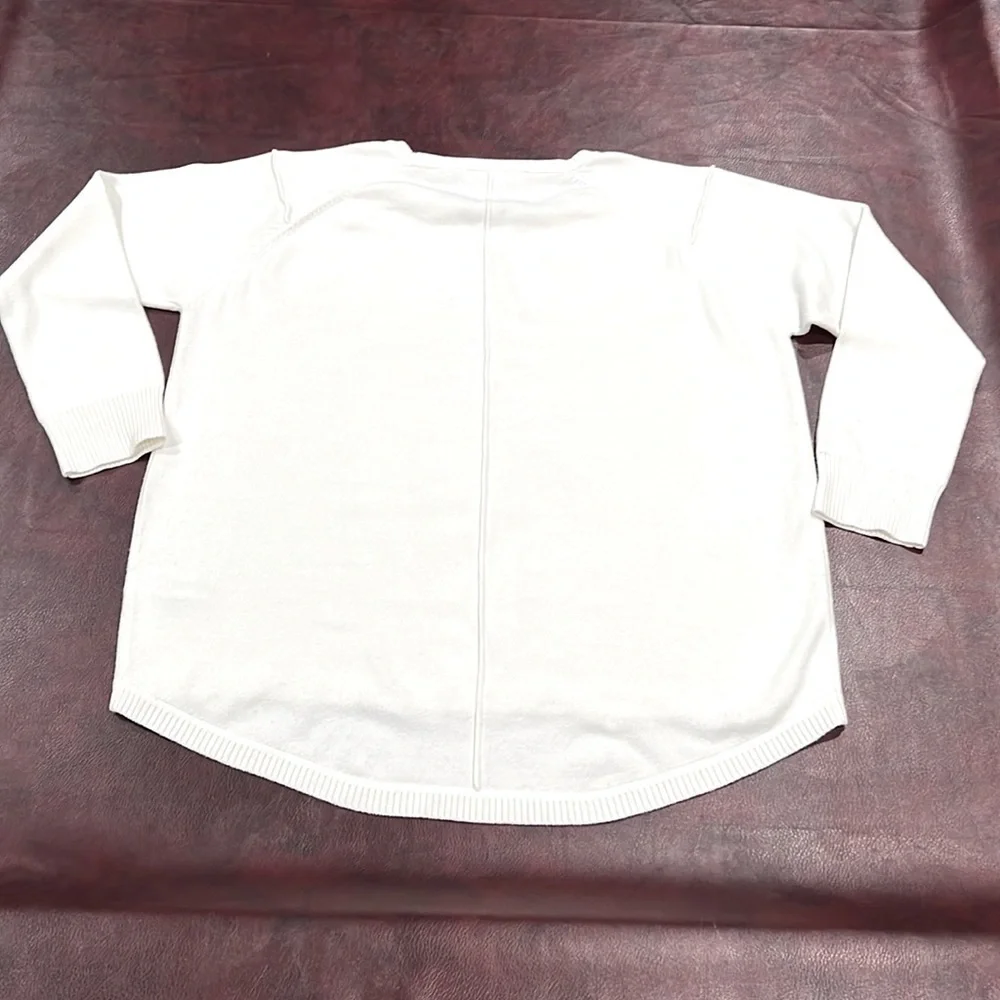 French Connection Off-White Exposed Seam Knit Jewel Neck Tunic Sweater - Size 1X